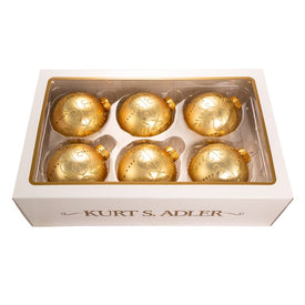 80mm Gold With Gold Pattern Glass Ball Ornaments 6-Piece Box