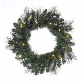 18" Battery-Operated Green LED Wreath
