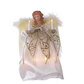 10-Light 9" Ivory and Gold Angel Tree Topper