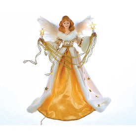 10-Light 16" Cream and Gold Angel Tree Topper