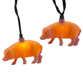 10-Light Pink Pig Light Set