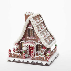 10" Battery-Operated Claydough LED Gingerbread House Tablepiece