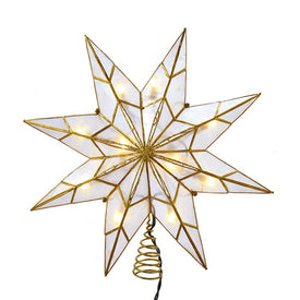 10-Light 8-Point Gold Capiz Star Tree Topper