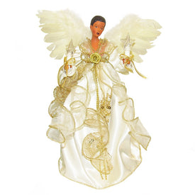 10-Light 12" Ivory and Gold Black Angel Tree Topper