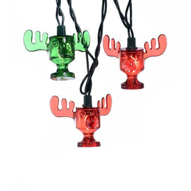 10-Light National Lampoon Red and Green Wally World Moose Mug Light Set
