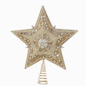 13.5" Platinum Star Tree Topper with Glitter