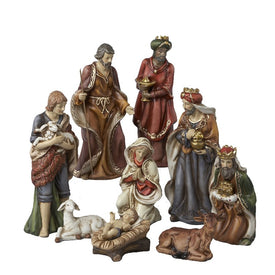 9" Porcelain Nativity Figures Tablepiece Set of 9