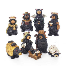 4" Resin Nativity Bear Set of 9-Pieces