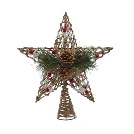11" Natural Star with Pine Cones Tree Topper
