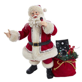 10.5" Battery-Operated Fabriche Musical Karaoke Santa