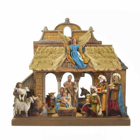 10.625" Wooden Nativity Tablepiece Set
