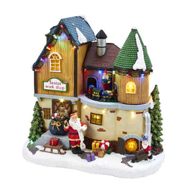 Battery-Operated Musical LED Santa's Workshop Table-Piece