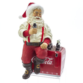 10.5" Coca-Cola Santa Sitting on Cooler Table-Piece