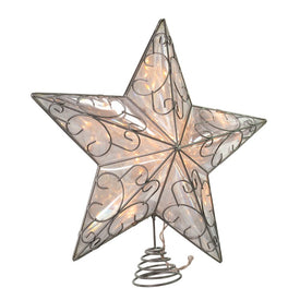 10-Light Snowfall 5-Point Silver Wire Star Tree Topper