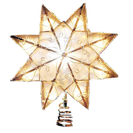 Indoor 10-Light 8-Point Capiz Star Tree Topper with Arabesque Decoration