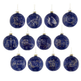 80mm Glass Zodiac Ornaments Set of 12