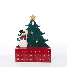 Wooden Snowman with Tree Advent Calendar