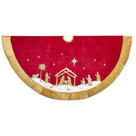 48" Red and Gold Religious Tree Skirt