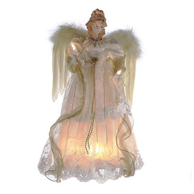 16.5" 10-Light Ivory and Gold Angel Tree Topper