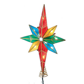 10-Light Multi-Colored Capiz Bethlehem Star Tree Topper with Gem Center