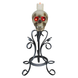 16.25" Gothic Flameless Skull Halloween Candle Holder