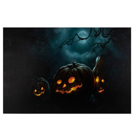 23.5" LED Lighted Spooky Halloween Jack-o'-Lantern Canvas Wall Art