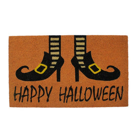 18" x 30" Happy Halloween and Wicked Witch Shoes Door Mat