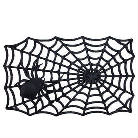 29" x 17.75" Black Spider with Web Coir Rectangular Halloween Door Mat
