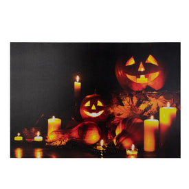 23.5" LED Lighted Halloween Jack-o'-Lantern Fall Harvest Canvas Wall Art