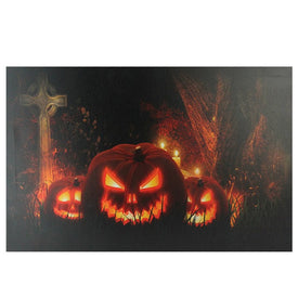 23.5" x 15.5" Jack-o'-Lantern in a Cemetery Halloween LED Lighted Canvas Wall Art