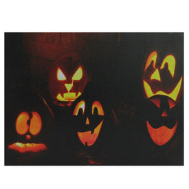 15.75" x 12" LED Lighted Silly and Spooky Jack-o'-Lantern Halloween Canvas Wall Art