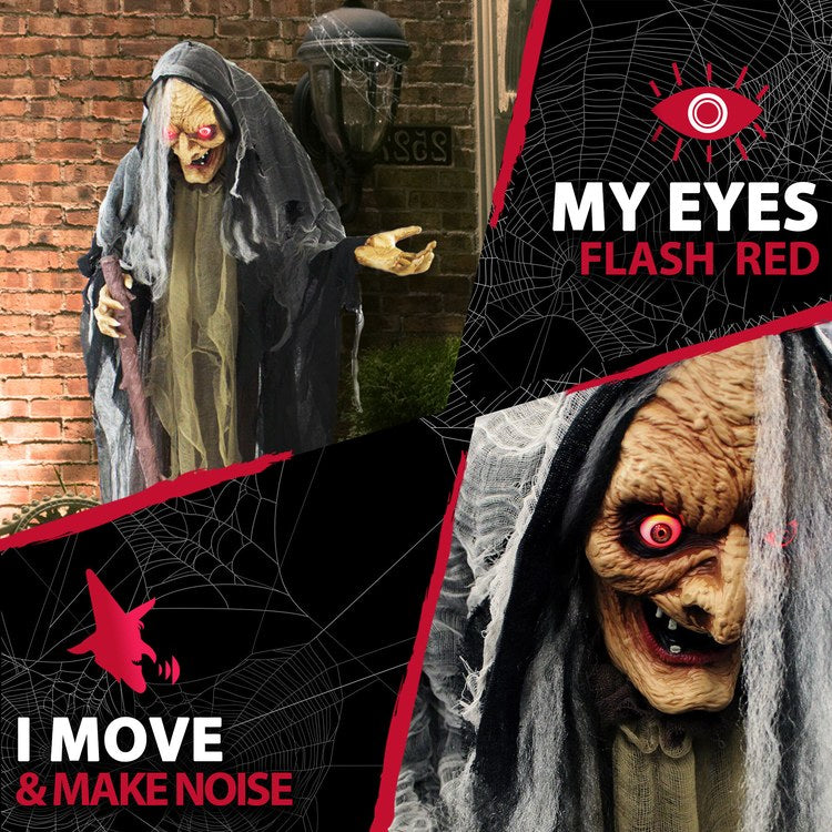 Esther the Witch Life Size Animatronic Poseable Indoor/Outdoor Hallowe