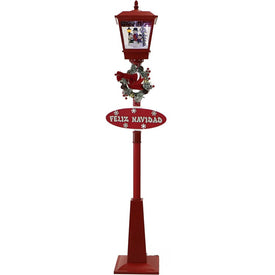 Let It Snow Series 71" Musical Street Lamp with Snowman Trio, Signs, Cascading Snow, and Music