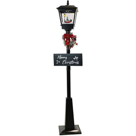 Let It Snow Series 71" Musical Street Lamp with Car, Signs, Cascading Snow, and Music