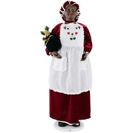 Life-Size 58" African American Dancing Mrs. Claus with Apron
