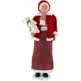 Life-Size 58" Dancing Mrs. Claus with Teddy Bear