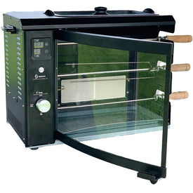 Brazilian Gas Rotisserie Grill with 3 Skewers and Upper Tray - Black