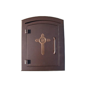 Manchester Non-Locking Column Mount Mailbox Insert with Cross Logo - Antique Copper