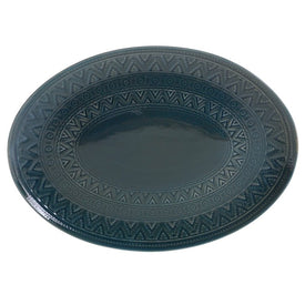 Aztec Teal Oval Platter