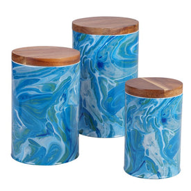 Fluidity Three-Piece Canister Set With Bamboo Lids