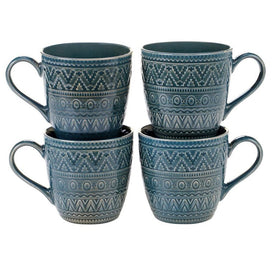 Aztec Teal Mugs Set of 4