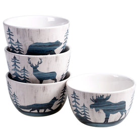 Fluidity Lodge Ice Cream Bowls 5.25" x 3" Set of 4 Assorted