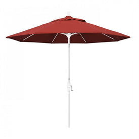 Sun Master Series 9' Patio Umbrella with Matted White Aluminum Pole Fiberglass Ribs Collar Tilt Crank Lift and Olefin Red Fabric