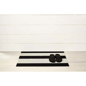 Bold Stripe Shag Doormat 18" x 28" - Black/White
