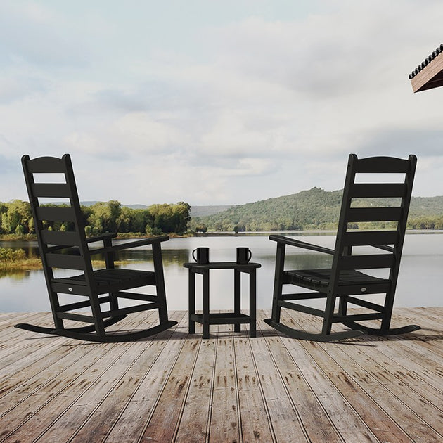Shaker Three-Piece Porch Rocking Chair Set - Black | Riverbend Home