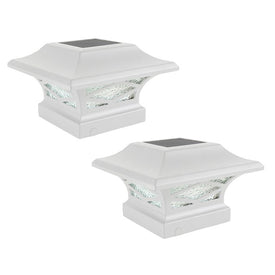 Kingsbridge Dual Lighted Solar Post Cap - White 2-Pack