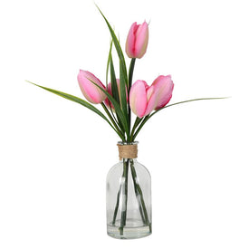 12" Artificial Potted Pink Tulip