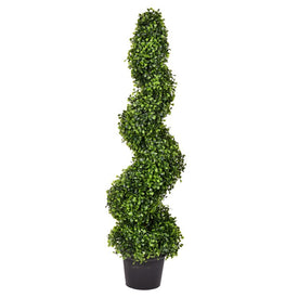 3' Artificial Potted Green Boxwood Spiral Tree