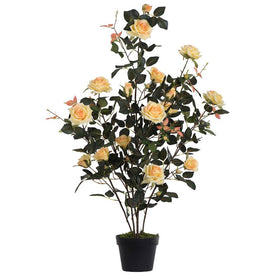 45" Artificial Yellow Rose Plant in Pot
