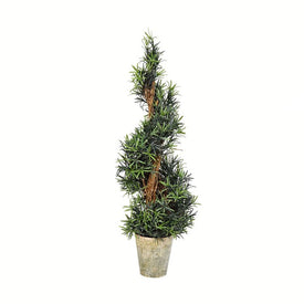 34" Artificial Potted Green Rosemary Spiral Tree in Paper Pot